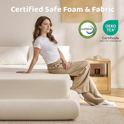 RECCI AirFrame Half-Moon Upholstered Full Platform Bed Frame, Boucle Curved - Image 3