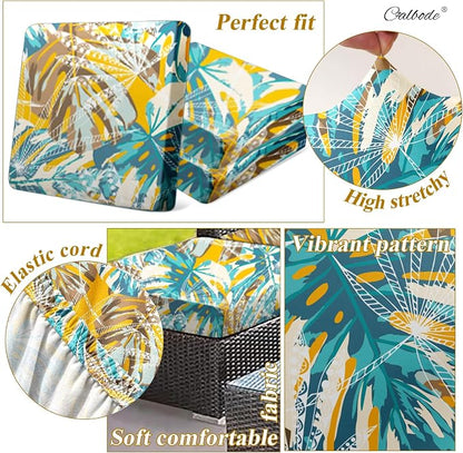 CALBODE 12pcs Outdoor Tropical Plant Printed Sofa Seat Cushion Covers Strechable - Image 3