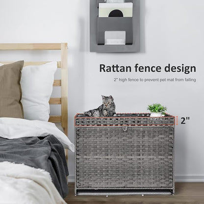 Cat Litter Box Enclosure with Soft Litter Mat; Hidden Kitten Washroom Furniture - Image 3