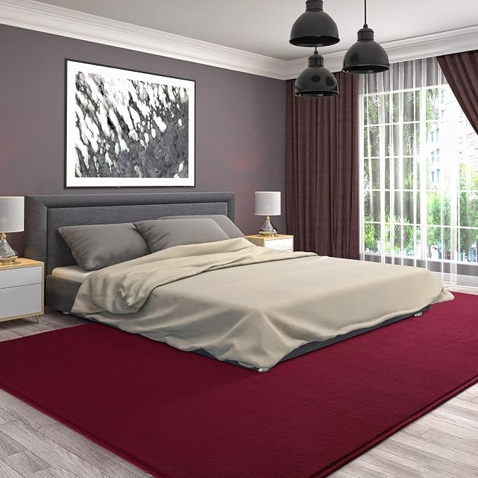 6x9 Area Rugs for Living Room Non Slip Dorm Bedroom Rug, Wine Red | Modern Area - Image 6