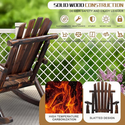Outvita Wooden Rocking Chair, Fir Log Adirondack Rocker, Outdoor Wood Accent - Image 6