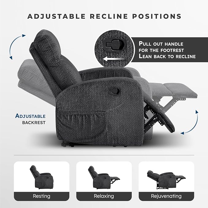 Lexicon Manual Reclining Sofa, Textured Microfiber Recliner Sofa, Wall Hugger - Image 4