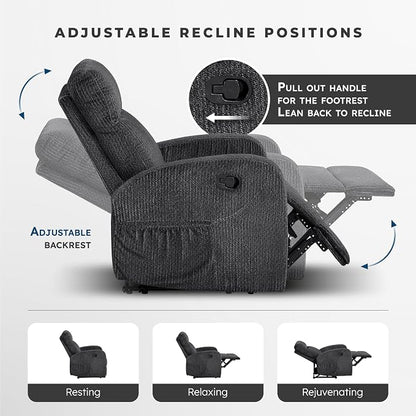 Lexicon Manual Reclining Sofa, Textured Microfiber Recliner Sofa, Wall Hugger - Image 4