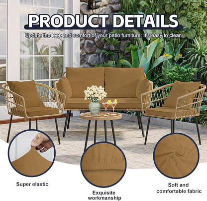 8Pcs Patio Cushion Covers, Outdoor Stretch Cushion Covers, Washable | Stretch - Image 3