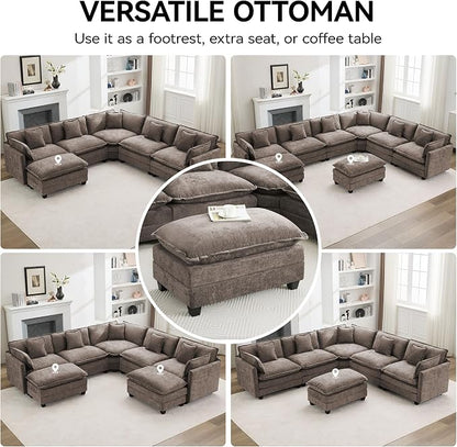 35‘’ Modern Chenille Cloud Sofa Ottoman, Rectangle Ottoman - Image 7