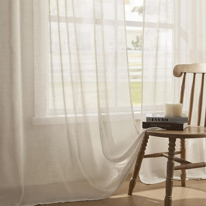 Joydeco Sheer Curtains 72 Inches Long, Linen Curtains Window Privacy Assured - Image 4