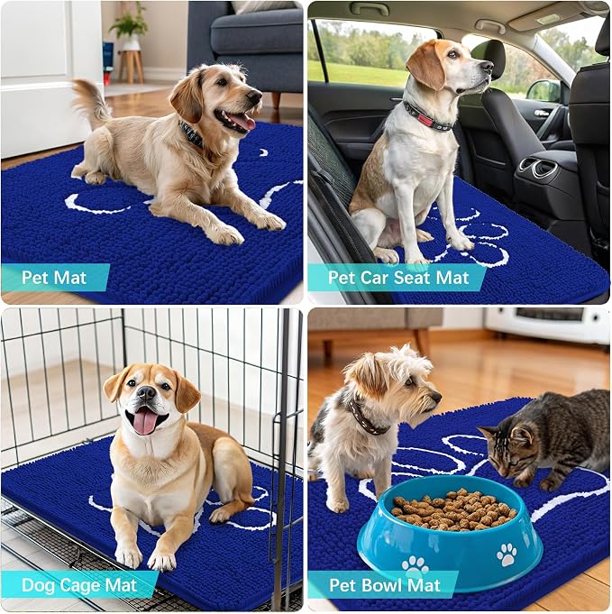OLANLY Dog Door Mat for Muddy Paws 30x20, Paw Print Design Chenille Mud Mat | - Image 7
