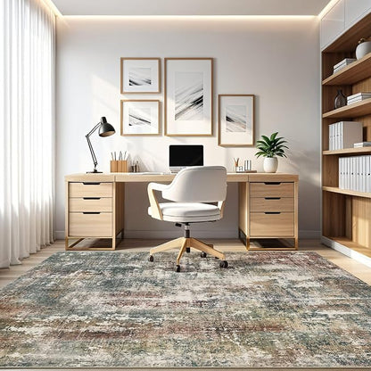 LOONGRUG 7x9 Area Rug Washable Large Neutral Modern Living Room Rugs | Abstract - Image 8