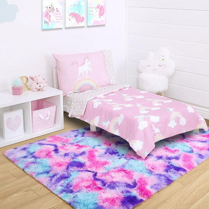 3x5 Tie-Dyed Pink Purple Blue Fluffy Area Rug Non-Slip - Image 8