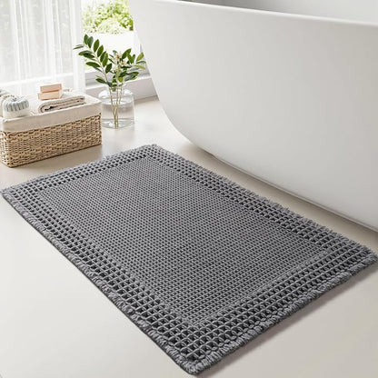 RESARE Waffle Bath Mat for Bathroom, Non Slip Bathroom Rugs 24x36 Dark Grey | by Resare