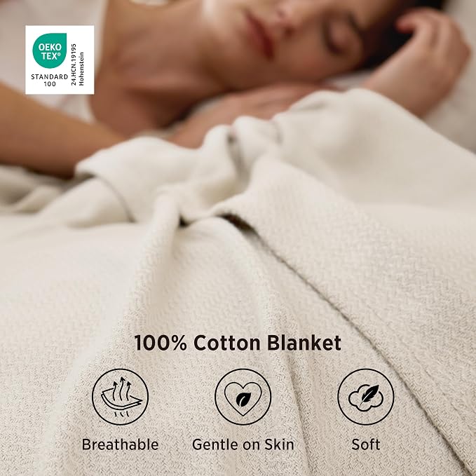 Bedsure GentleSoft 100% Cotton Blanket King Size - Image 3