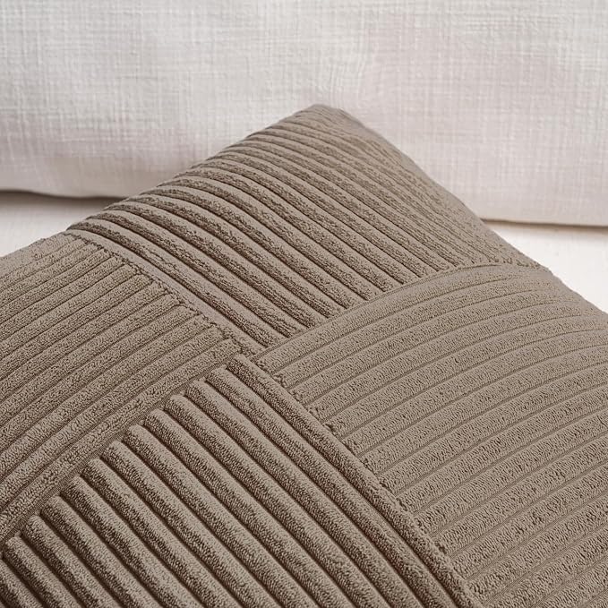 Fancy Homi Set of 2 Light Brown Lumbar Decorative Throw Pillow Covers 16x26 Inch - Image 3