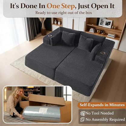 72" Cloud Sectional Couch, Comfort Sleep Sofa - Image 3