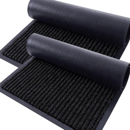 OLANLY 2-Pack Front Door Mats 35x23, Waterproof Heavy-Duty Doormats | Black by OLANLY