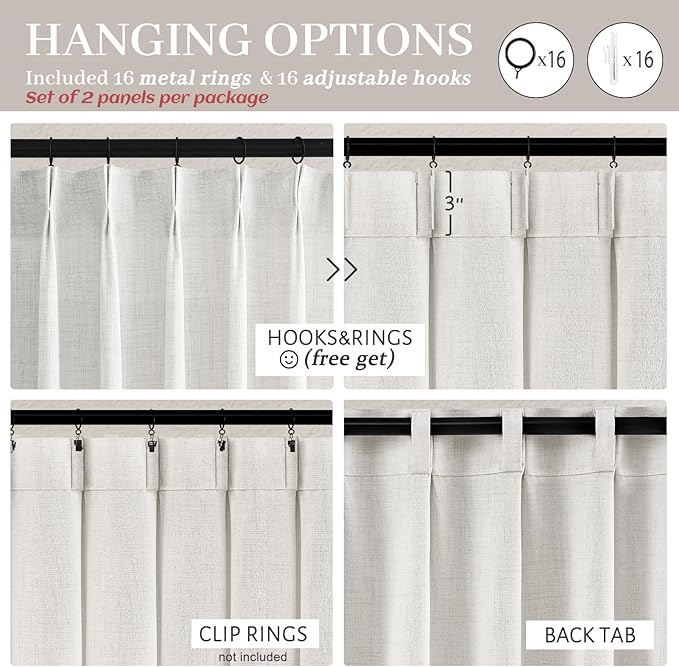 Off Beige White Farmhouse Kitchen Sheer Curtains 45 Inch Length 2 Panels - Image 4