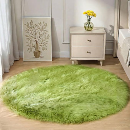 Goolela Lime Green Round Fluffy Rug - Image 6