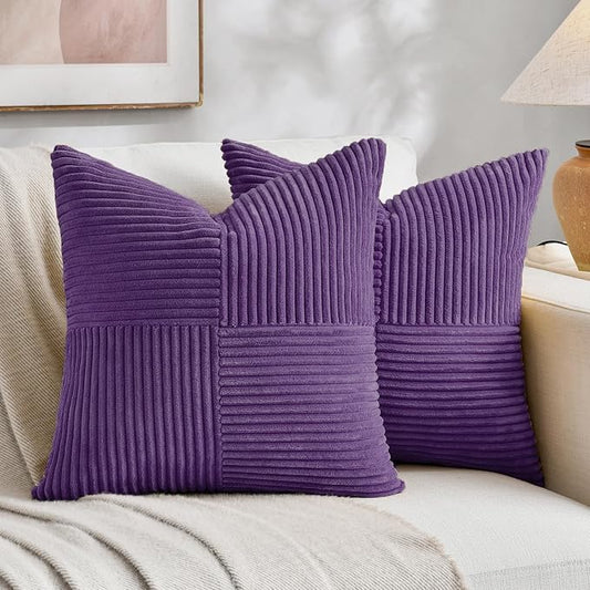 Fancy Homi 2 Packs Purple Decorative Throw Pillow Covers 18x18 Inch by Fancy+Homi