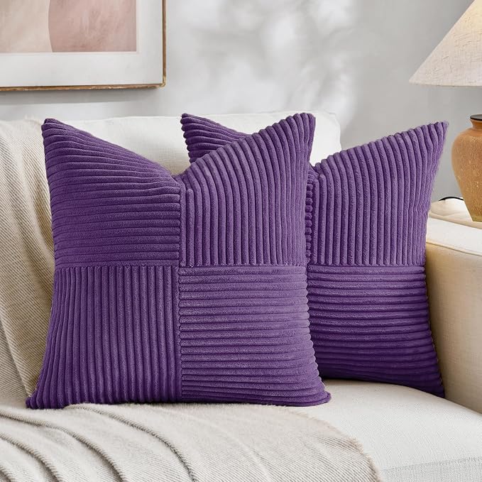 Fancy Homi 2 Packs Purple Decorative Throw Pillow Covers 20x20 Inch by Fancy+Homi