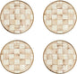 MACKENZIE-CHILDS Set of 4 Enamel Appetizer Plates, Decorative Dinnerware Plate, 5 Inches, Brown-and-White Mocha Check