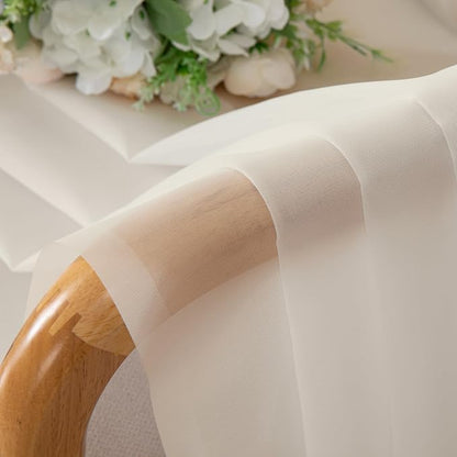 Chyhomenyc Cream Sheer Curtains 45 Inch Long 2 Panels, Short Voile Sheer Drapes - Image 3