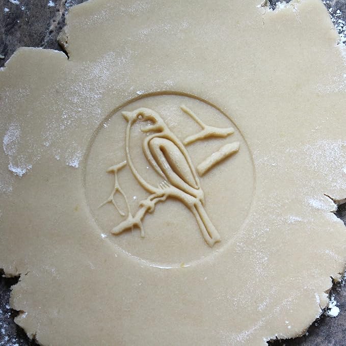 Wood Cookie Stamp, 2.5 Inch (Bird on Branch CS-008)