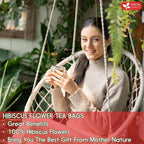 FreshDrinkUS, Premium 10 Hibiscus Flowers Tea Bags, 100% Natural, Pure from Hibiscus Flowers. Loose Flower Hibiscus Herbal Tea. Hibiscus Flower Tea. No Sugar, No Caffeine, No Gluten, Vegan.