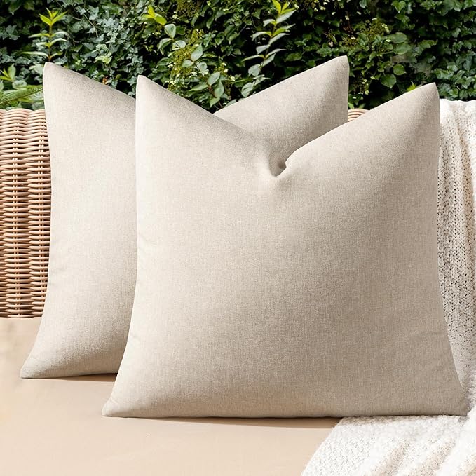 MIULEE Pack of 2 Decorative Outdoor Solid Waterproof Throw Pillow Covers Euro by MIULEE
