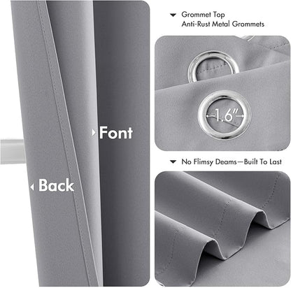 MIULEE Blackout Curtains for Bedroom 2 Panels 40 x 45 Inch Long Light Grey | - Image 4