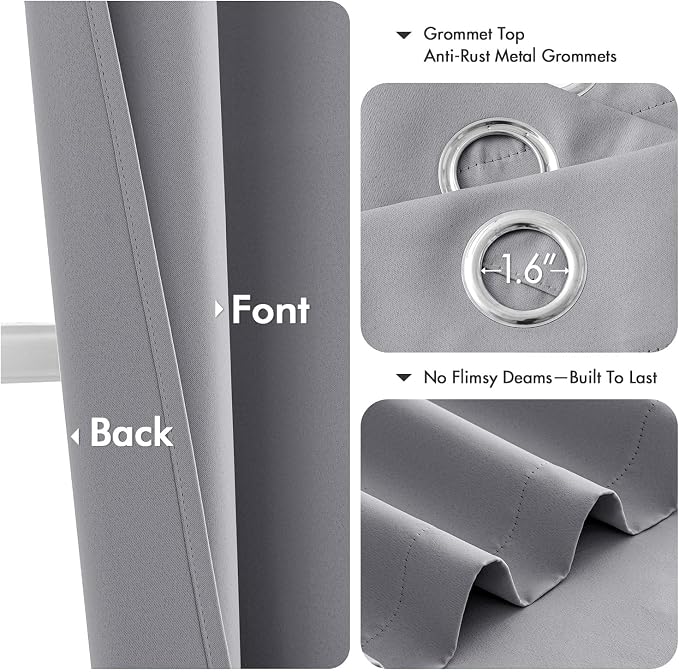 MIULEE Blackout Curtains for Bedroom 2 Panels 40 x 54 Inch Long Light Grey | - Image 4