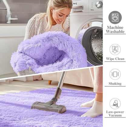 OLANLY 2x3 Machine Washable Small Bedside Rug, Soft Fluffy Shaggy Entryway - Image 2