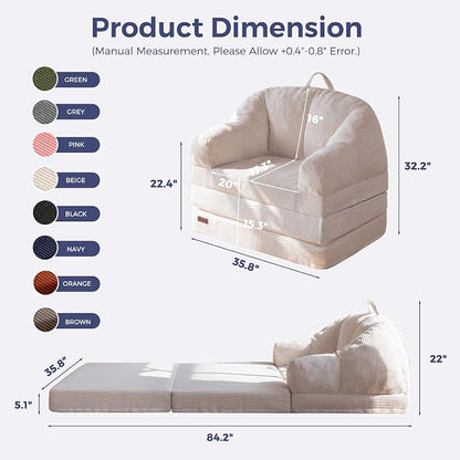 MAXYOYO Folding Sofa Bed with Backrest, Boneless Fold Out Couch Bed with Handle - Image 2