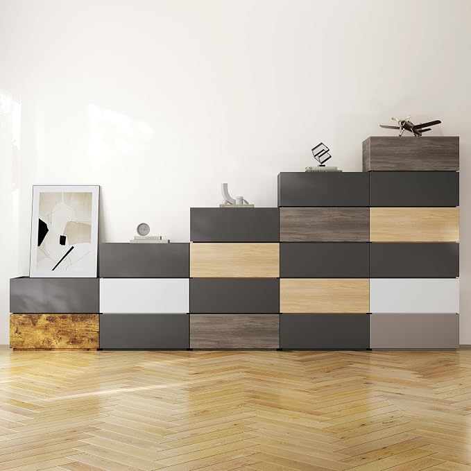 Modern Nightstand Modular Stackable Drawers Modular Storage Bedroom Furniture - Image 5