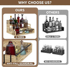 3-Tier Liquor Bottle Display Shelf, Bar Stand for Whiskey, Spirits, Coffee Syrup Rack Organizer, Countertop Wine Rack for Home, Mini Coffee Bar, Small Liquor Cabinet and Kitchen Light Brown