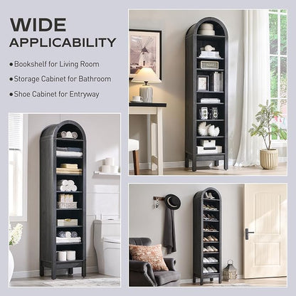 IFGET 71" Tall Arched Bookshelf, 8 Tiers Arch Bookcase - Image 5