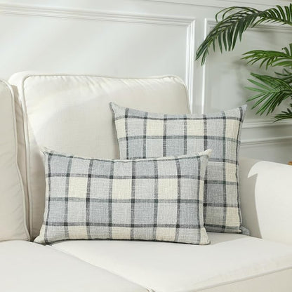 Stellhome Pack of 2 Faux Linen Buffalo Check Throw Pillow Covers, Farmhouse - Image 6