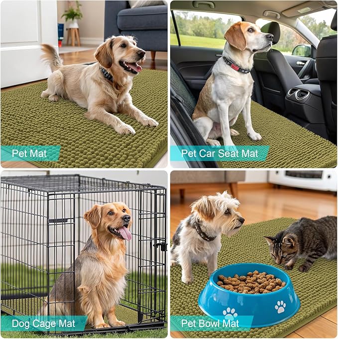 OLANLY Dog Door Mat for Muddy Paws 36x24, Super Absorbent Chenille Mud Mat | - Image 7