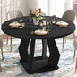 IBF Black Round Dining Table for 4-6, 47 Inch Kitchen Table by IBF