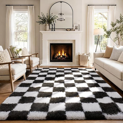 Ophanie Checkered Black & White Rug - Image 5