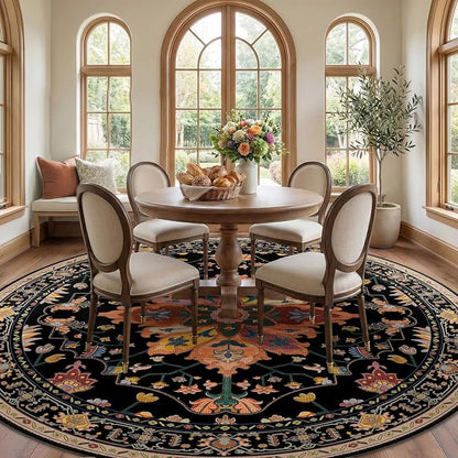 RELEANY Washable Area Rug, Round 10ft, Water Repellent, Pet Friendly, Vintage - Image 3