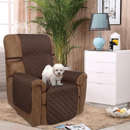 U-NICE HOME Reversible 23''Recliner Small Chair Cover, Coffee/Beige | Recliner - Image 2