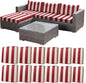 CALBODE 12 Pcs Stretch Outdoor Seat Cushion Covers, Washable Striped Chair Seat by CALBODE