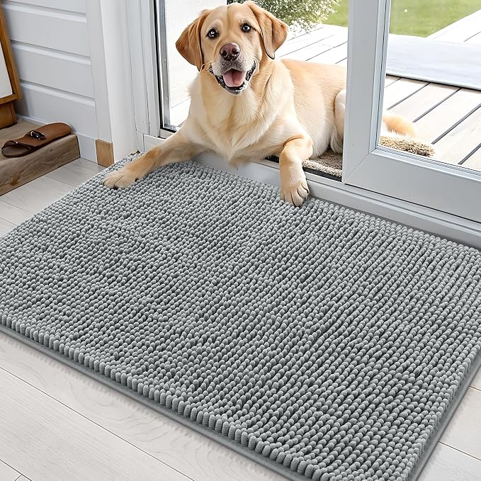 OLANLY Dog Door Mat for Muddy Paws 35x24, Super Absorbent Chenille Mud Mat | by OLANLY