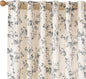 Black Vintage Floral Linen Curtains Farmhouse 50W X 90L 2 Panels | Elisa Series by Lazzzy