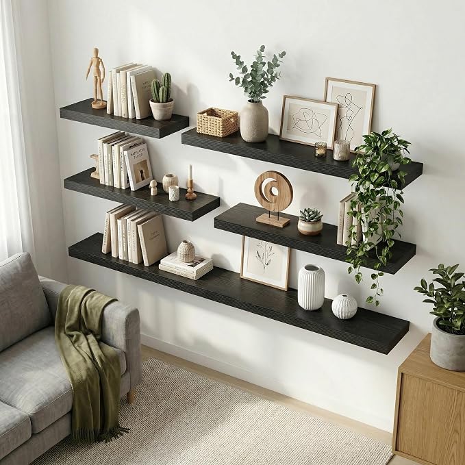 12 inch Deep Floating Shelves for Wall, 24 inch Wide Engineered Wood Wall - Image 3