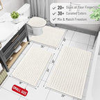 Arotive Luxury Chenille Bathroom Rug Mat, Extra Soft Thick Absorbent Shaggy Bath Rugs, Non-Slip Machine Wash Dry, Plush Bath Mats for Bathroom, Shower and Tub, 30x20, Ivory
