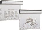 2PCS Dough Pastry Bench Cutter Scraper, OLULU Stainless Steel Kitchen Food Scraper with Protective Cover, Anti-Wear Laser-Engraved Measuring Scale and Ear Of Wheat, Dishwasher Safe (2Pack, 6 inch)