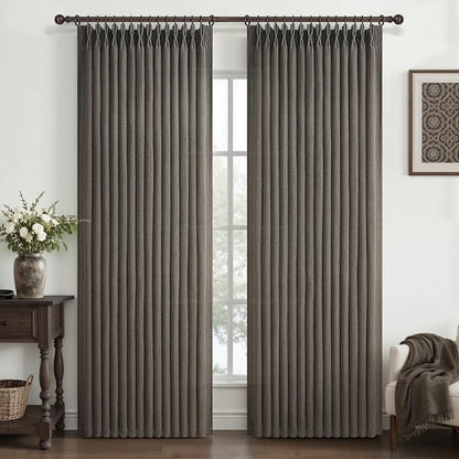 Pinch Pleated Chocolate Tart Semi Sheer Curtains 84 Inches Long by PleatedDrapes