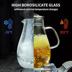 2000ML/68OZ Glass Pitchers with Lid for Hot and Cold Drinking, Heat Resistant Borosilicate Glass Pitcher for Tea, Juice, Milk, Cold Hot Beverages