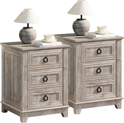 Joaxswe Farmhouse Night Stand Set of 2, Dresser by Joaxswe