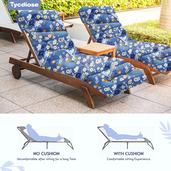 Waterproof Outdoor Chaise Lounge Chair Cushion 74.4 x 22 x 4.7 Inches Memory - Image 6